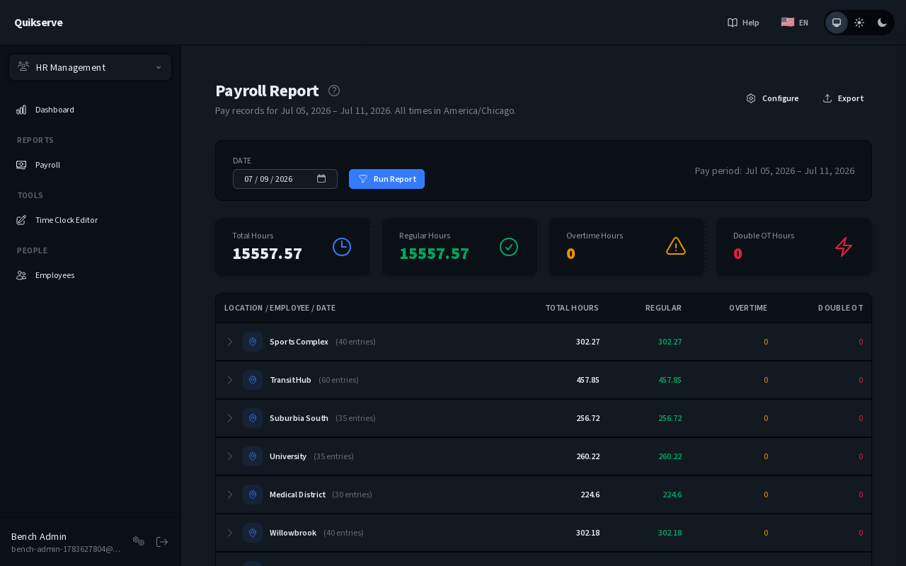 Quikserve payroll report